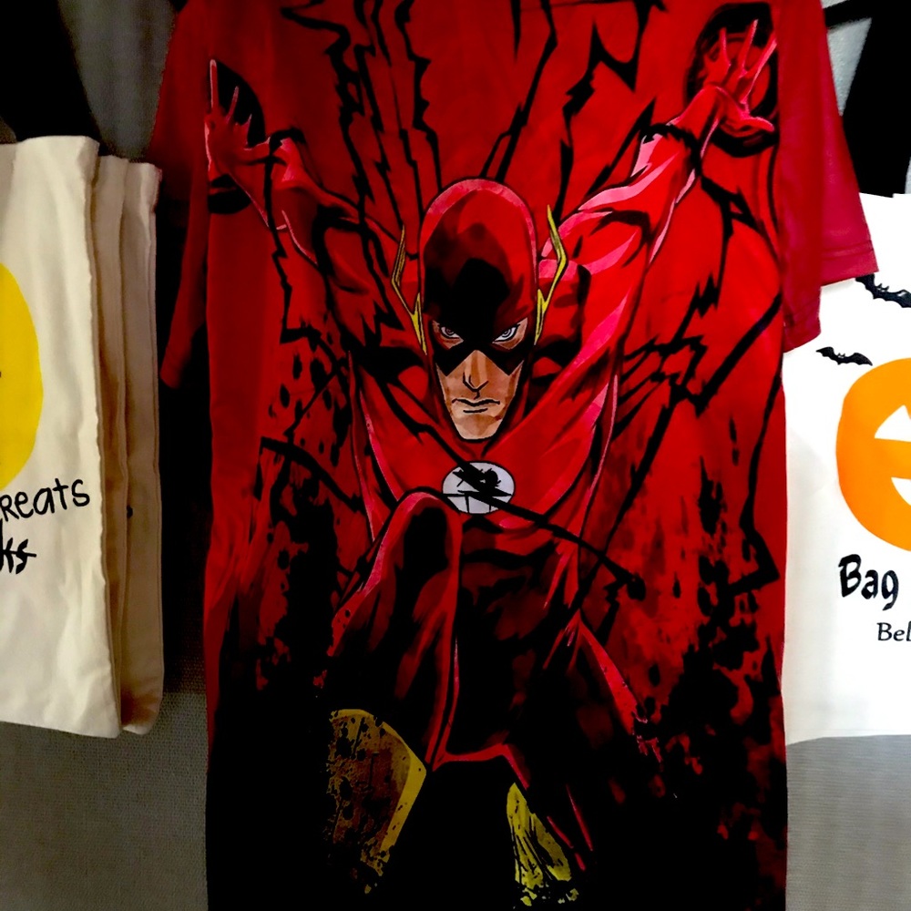 Child t shirt dark red super hero size large